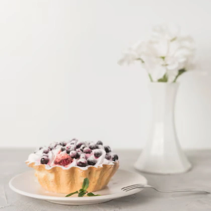Blueberries tart, Fresh Strawberries & Cream, Gluten-Free